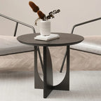 Stylish Round Black Wood End Table for Living Room
