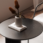 Stylish Round Black Wood End Table for Living Room