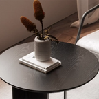 Stylish Round Black Wood End Table for Living Room