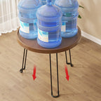 Round Natural Wood Tray Top End Table for Living Room