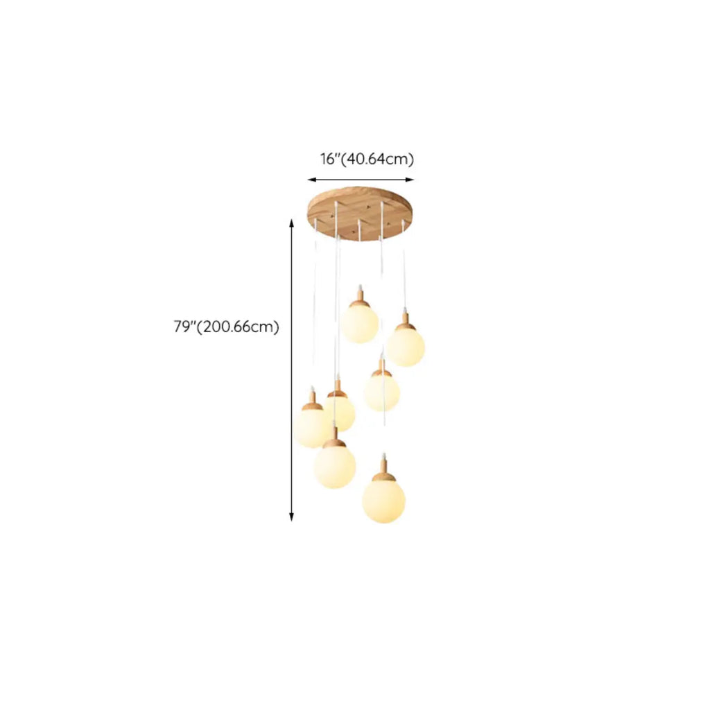 Milk Glass Cluster Pendant Light With Adjustable Length