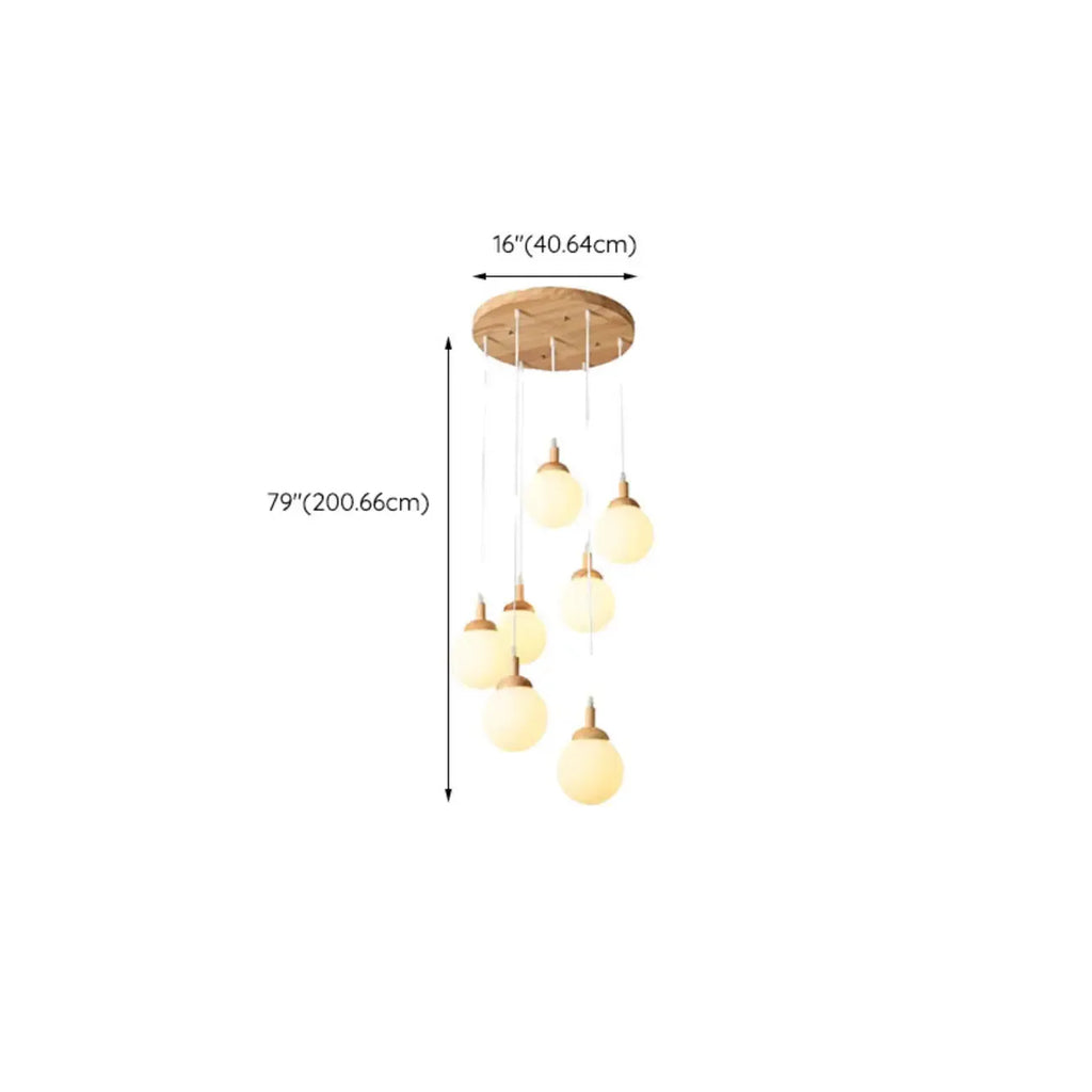 Milk Glass Cluster Pendant Light With Adjustable Length