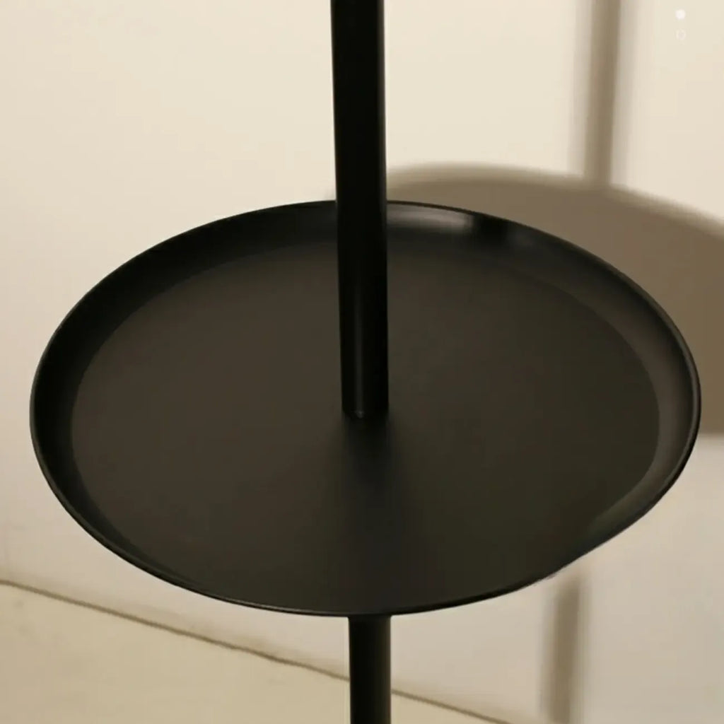 Modern Black Metal Table Floor Lamp with Beige Fabric Shade