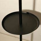 Modern Black Metal Table Floor Lamp with Beige Fabric Shade