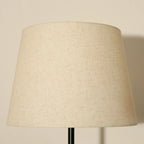 Modern Black Metal Table Floor Lamp with Beige Fabric Shade