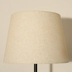 Modern Black Metal Table Floor Lamp with Beige Fabric Shade