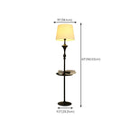 Modern Black Metal Table Floor Lamp with Beige Fabric Shade