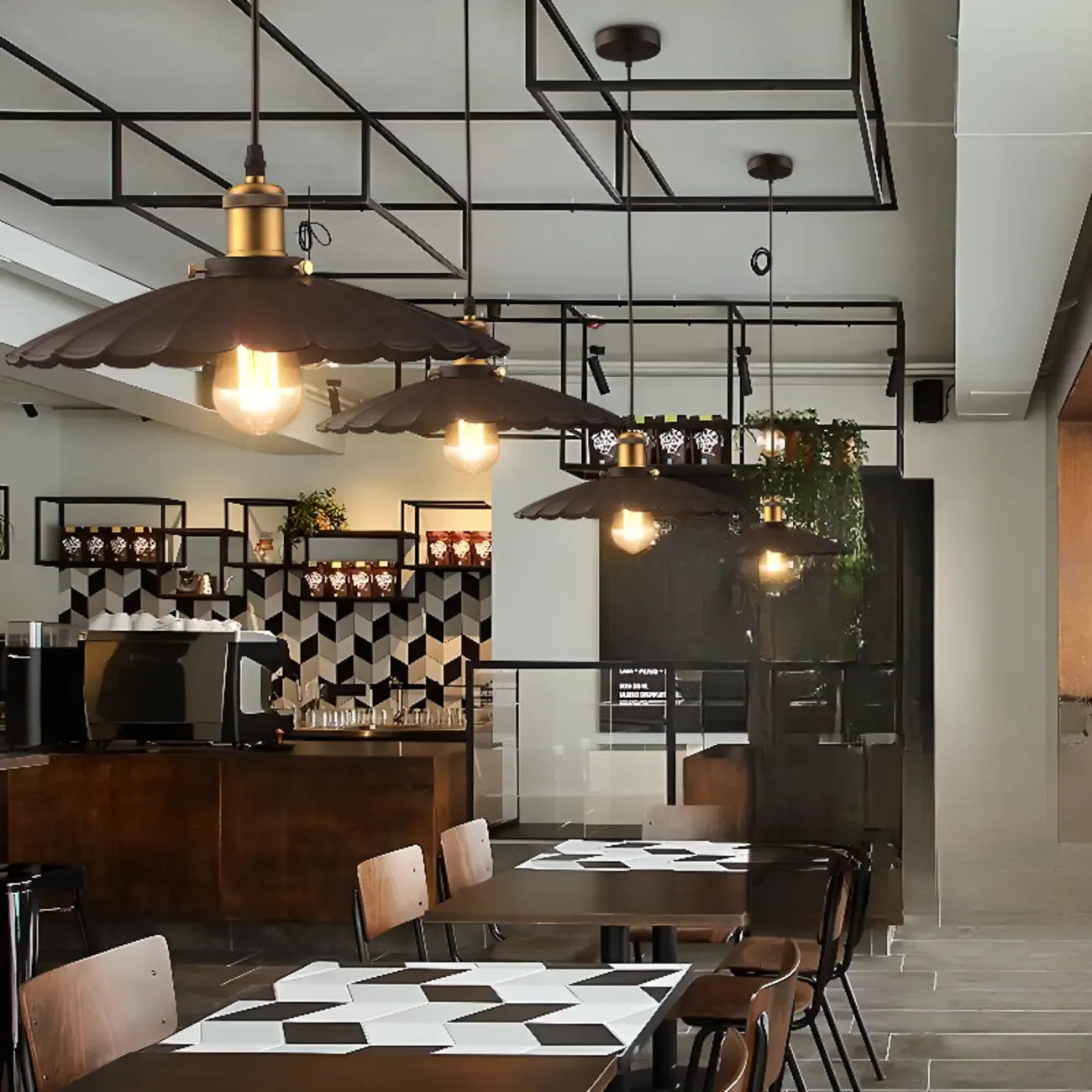 Industrial Adjustable Black Round Pendant light