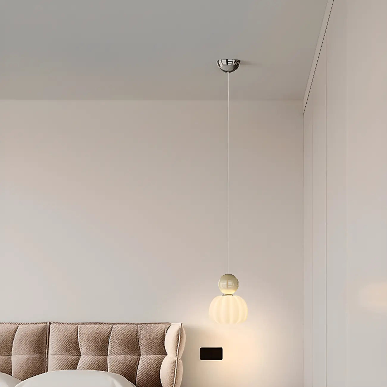 Cream Enclosure Pendant Light in Mini Size for Bedroom