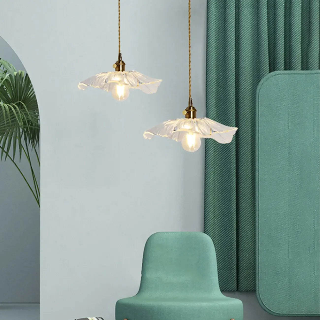 Elegant Clear Floral Glass Pendant Light