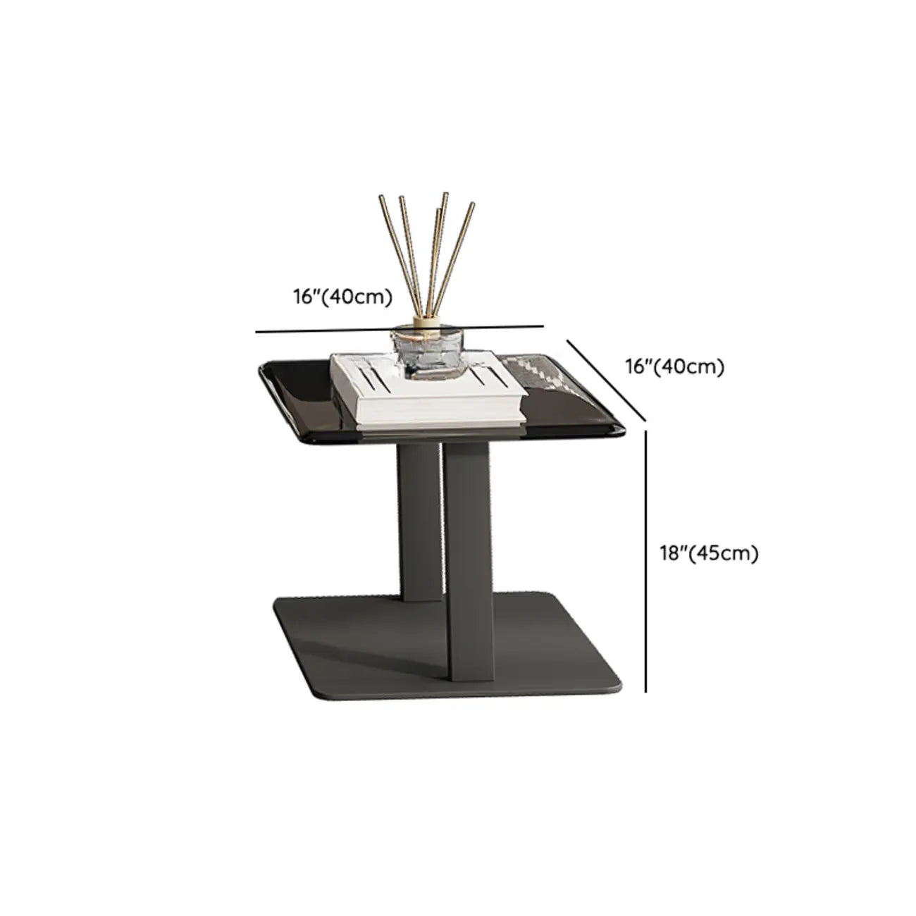 Modern Black Square Coffee Table with Drawers for Living Room