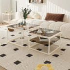 Modern Glass Nesting Coffee Table in Black with Storage
