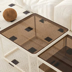 Modern Glass Nesting Coffee Table in Black with Storage