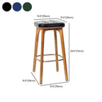 Scandinavian Wood Tufted Leatherette Bar Stools Backless