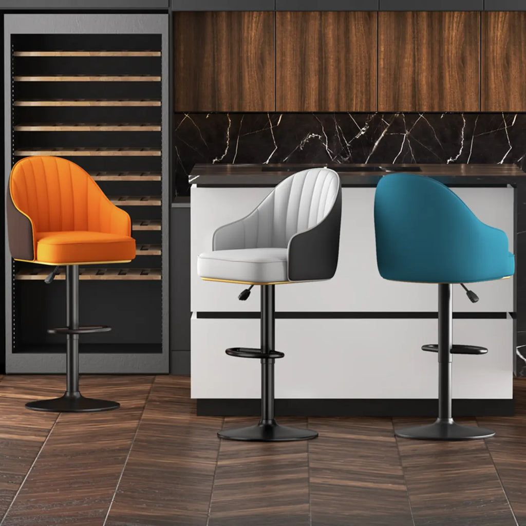 Adjustable Faux Leather Swivel Bar Stools with Backs