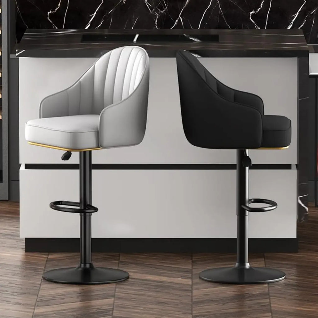 Adjustable Faux Leather Swivel Bar Stools with Backs