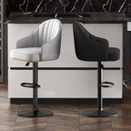 Adjustable Faux Leather Swivel Bar Stools with Backs