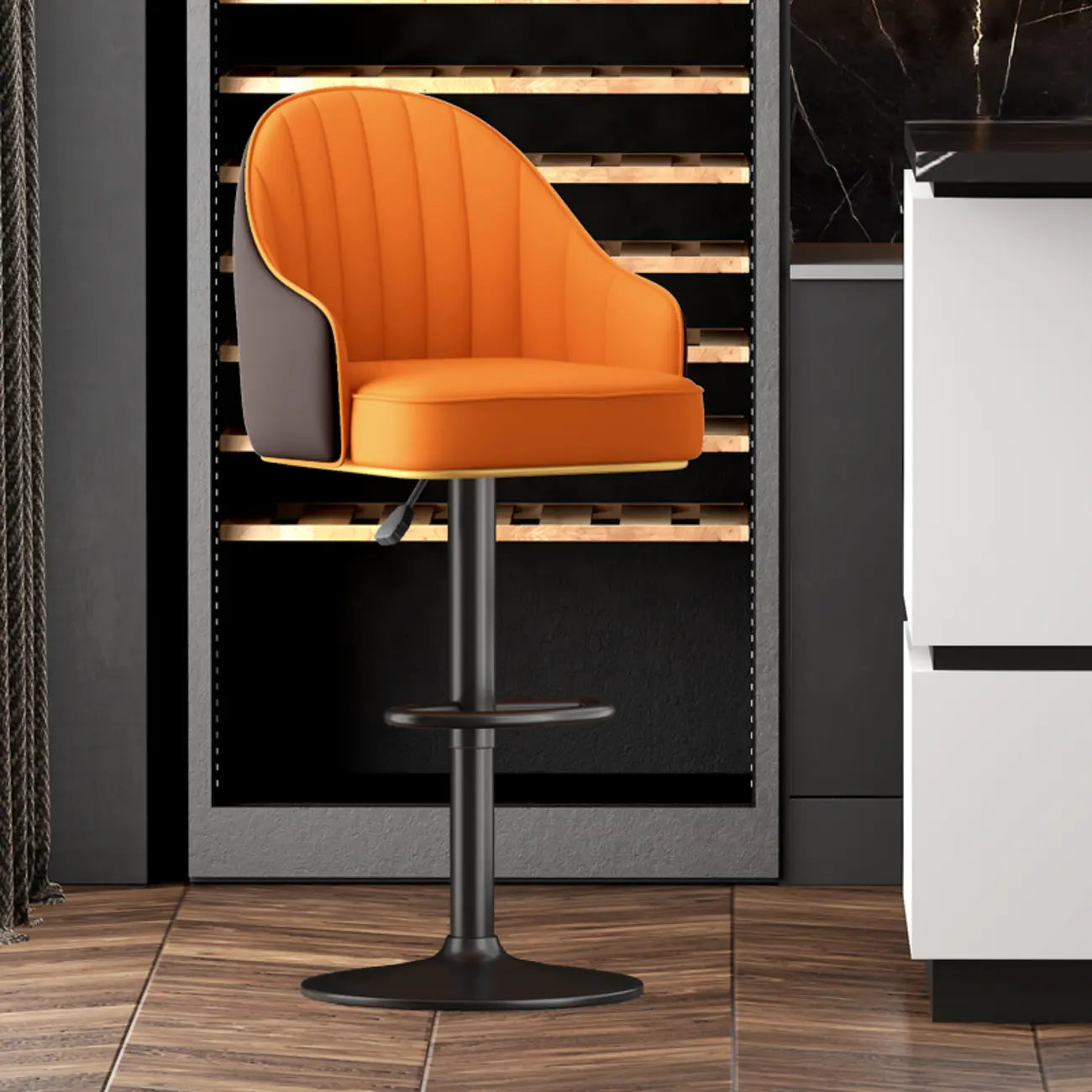 Adjustable Faux Leather Swivel Bar Stools with Backs