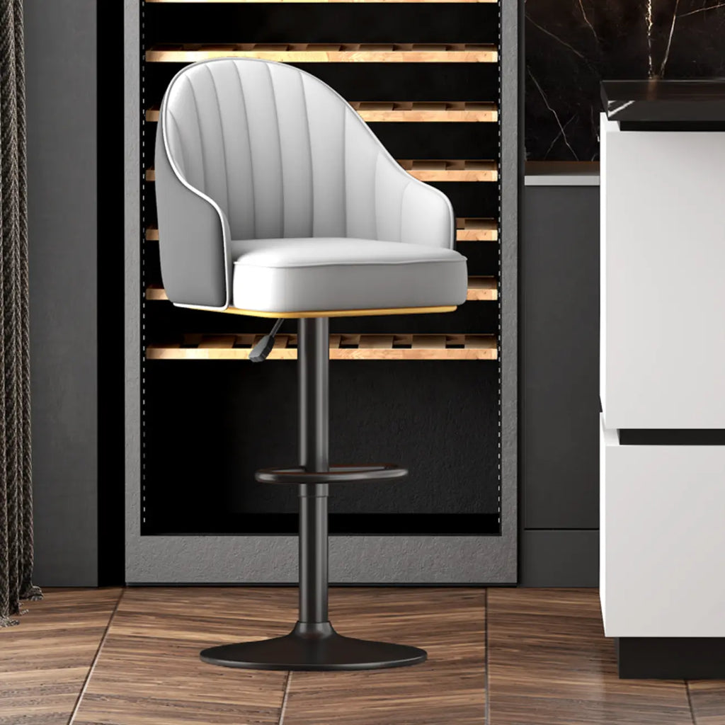 Adjustable Faux Leather Swivel Bar Stools with Backs