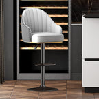 Adjustable Faux Leather Swivel Bar Stools with Backs