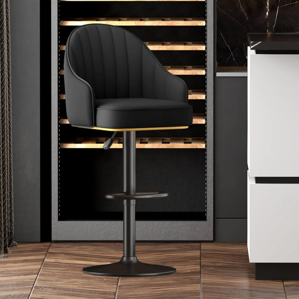 Adjustable Faux Leather Swivel Bar Stools with Backs