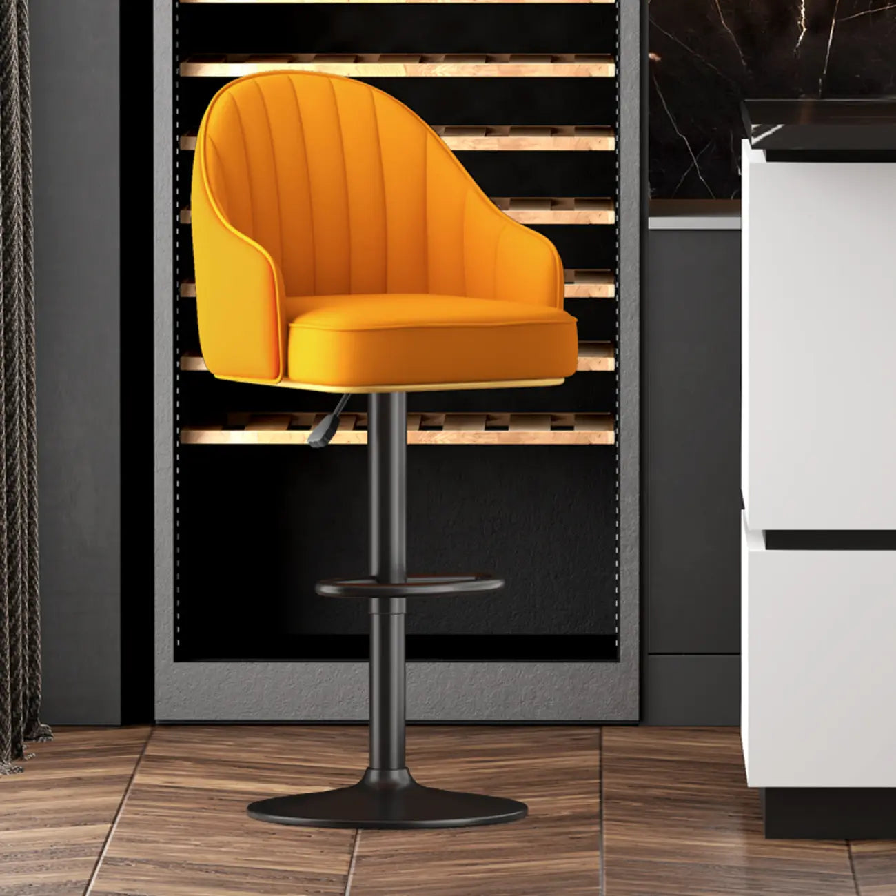 Adjustable Faux Leather Swivel Bar Stools with Backs
