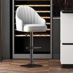 Adjustable Faux Leather Swivel Bar Stools with Backs