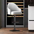 Adjustable Faux Leather Swivel Bar Stools with Backs