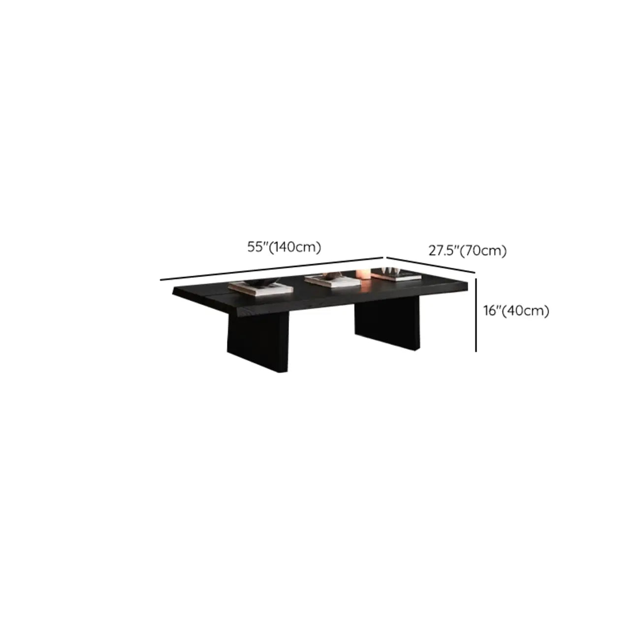 Modern Ash Rectangular Coffee Table with Sled Base