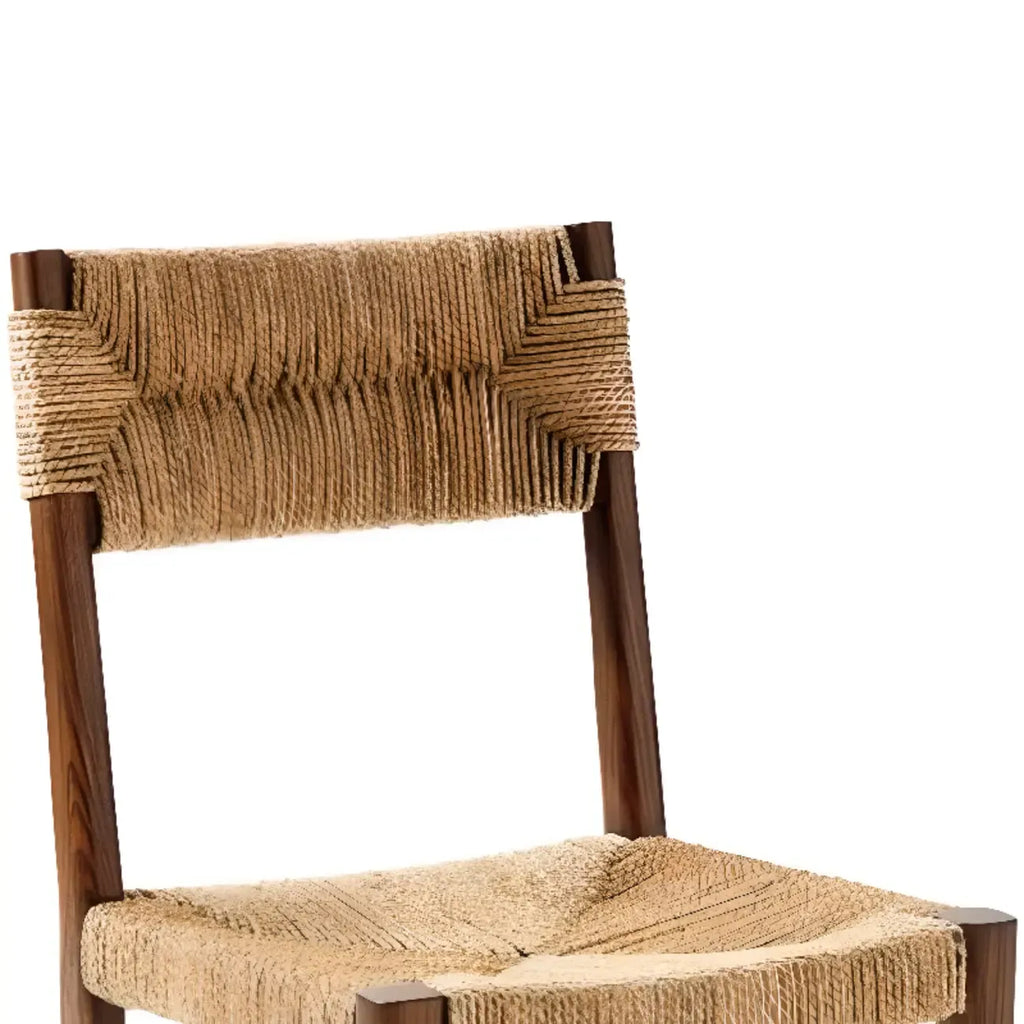 Rustic Wooden Bar Stools with Woven Seat for Kitchen