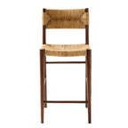 Rustic Wooden Bar Stools with Woven Seat for Kitchen