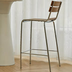 Industrial Metal Frame Wooden Counter Bar Stools with Backs