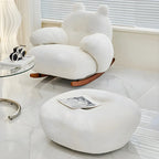 Cute Upholstered White Rocking Chair with Ottoman for Indoor