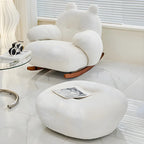 Cute Upholstered White Rocking Chair with Ottoman for Indoor