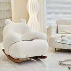 Cute Upholstered White Rocking Chair with Ottoman for Indoor