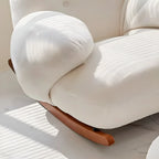 Cute Upholstered White Rocking Chair with Ottoman for Indoor