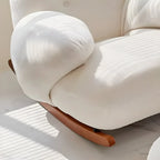 Cute Upholstered White Rocking Chair with Ottoman for Indoor