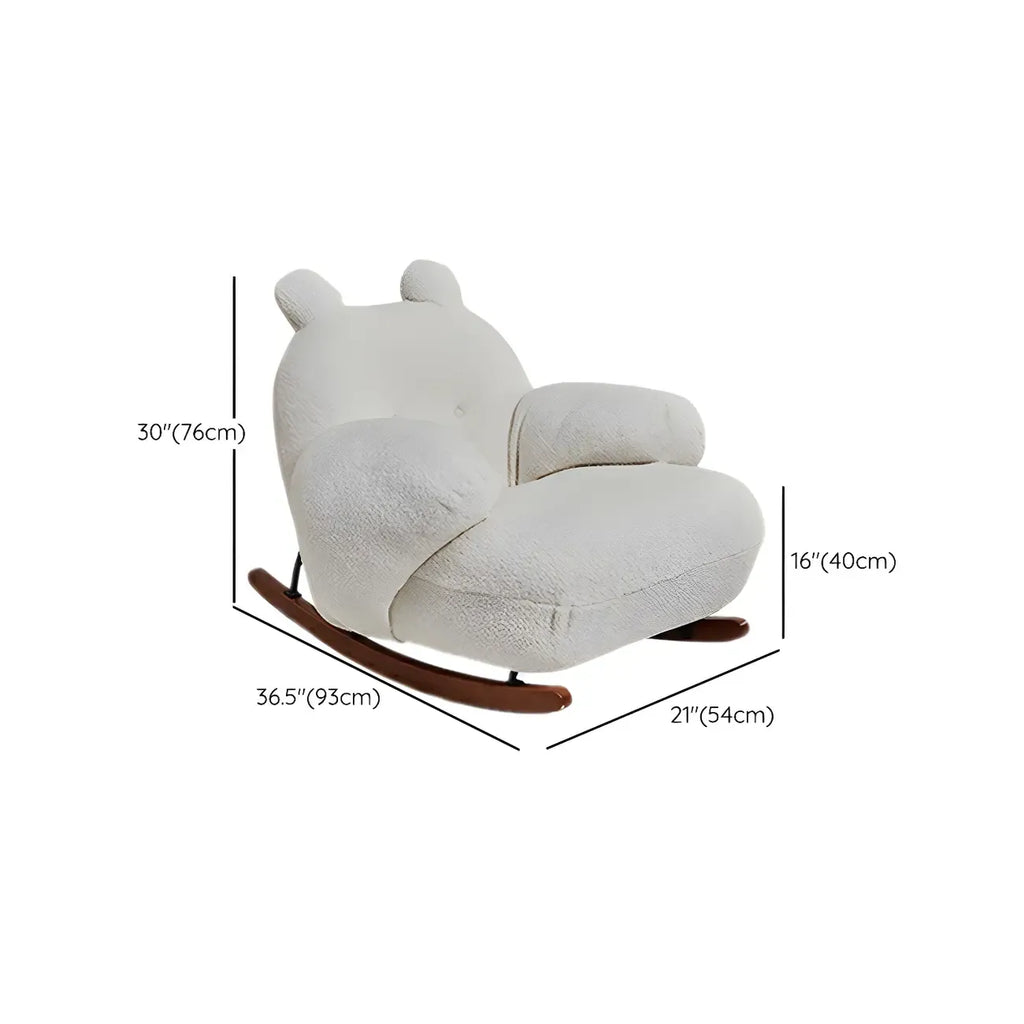 Cute Upholstered White Rocking Chair with Ottoman for Indoor