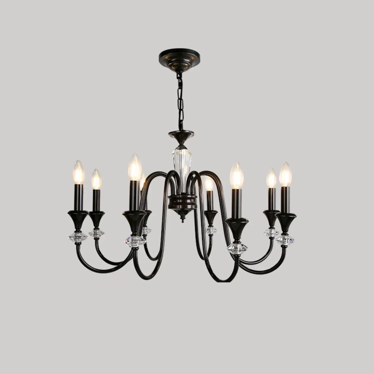Vintage Black Iron Adjustable Chandelier for Living Room