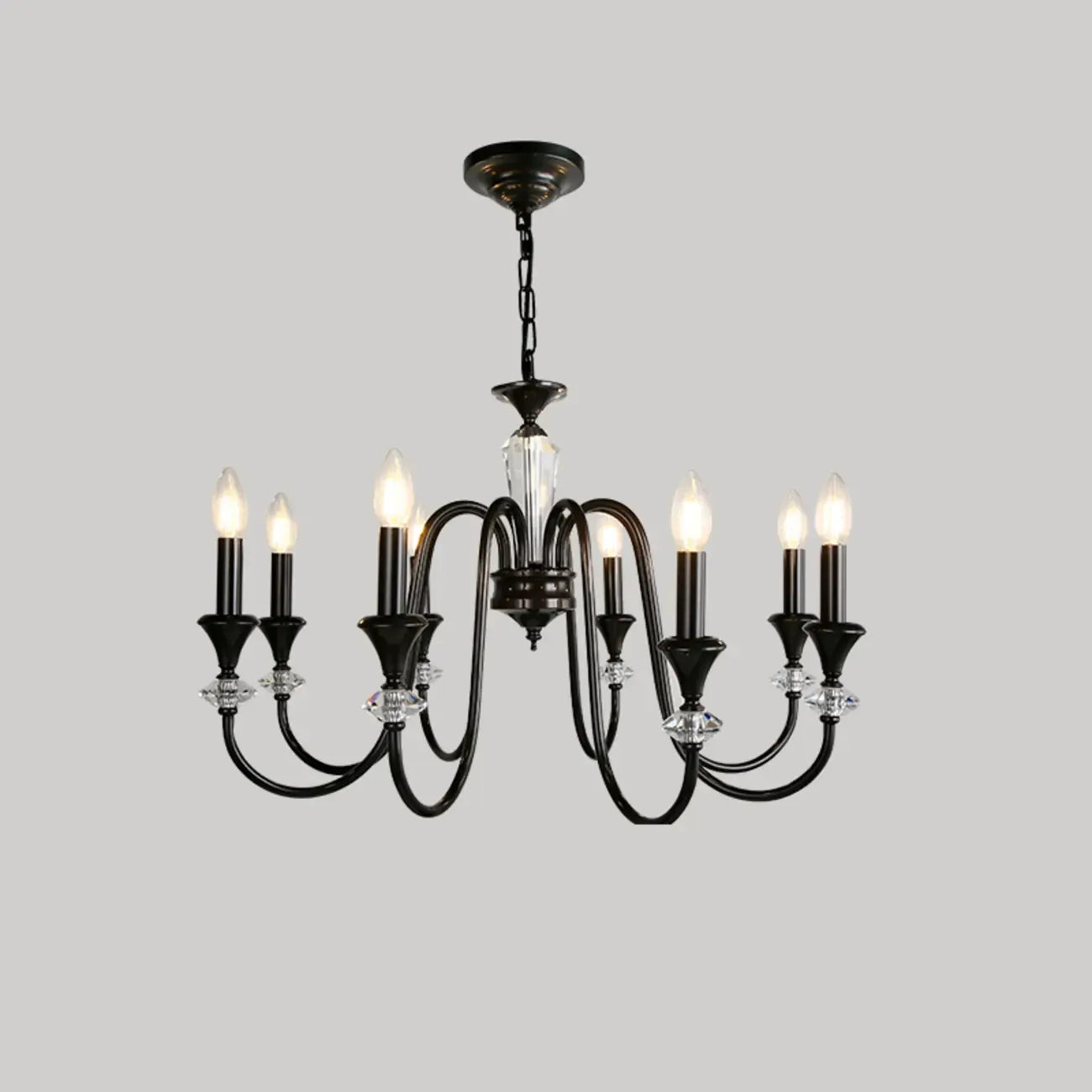 Vintage Black Iron Adjustable Chandelier for Living Room