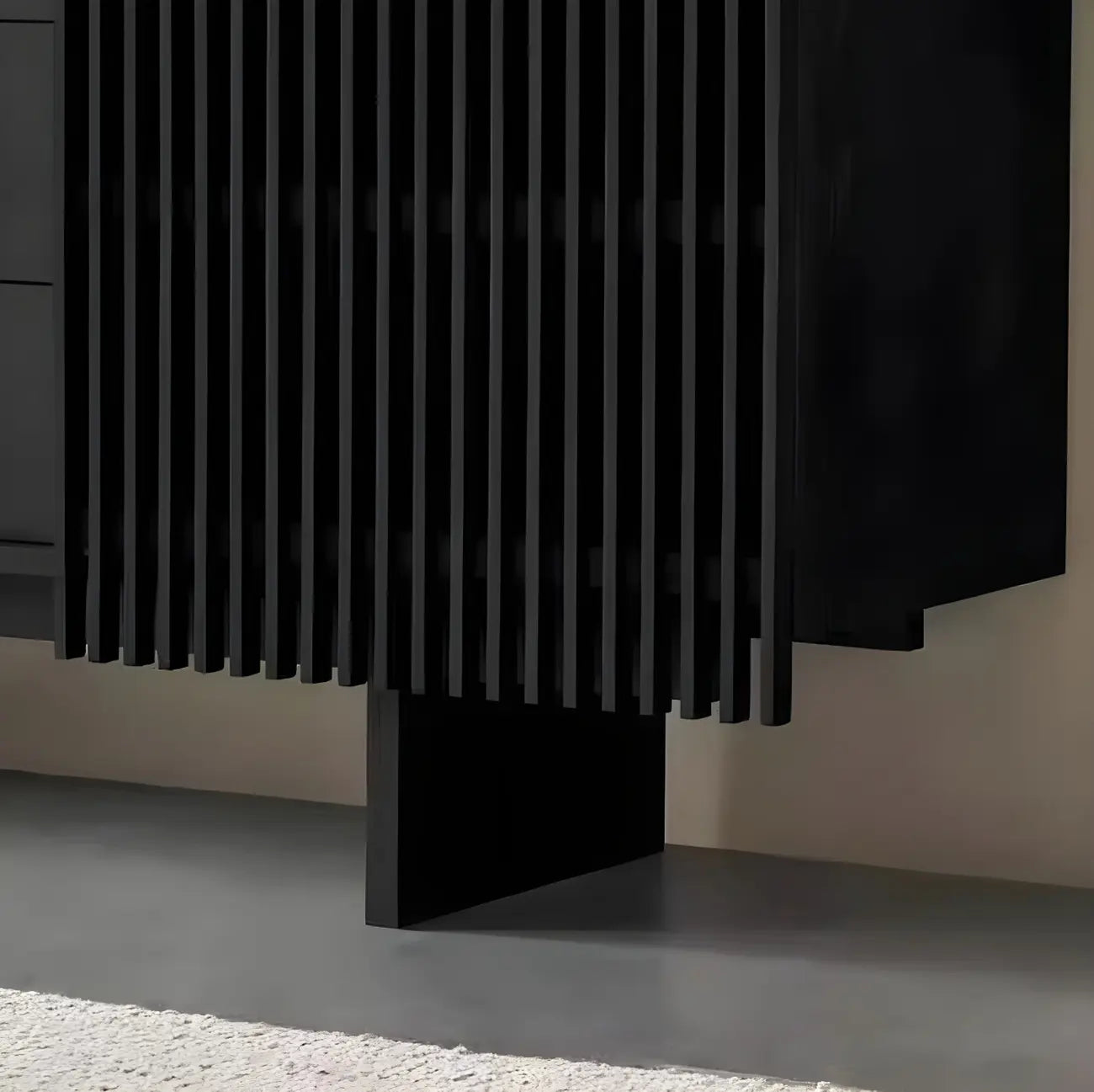 Black Wooden Buffet Table with Sliding Doors and Drawers