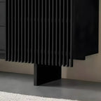 Black Wooden Buffet Table with Sliding Doors and Drawers