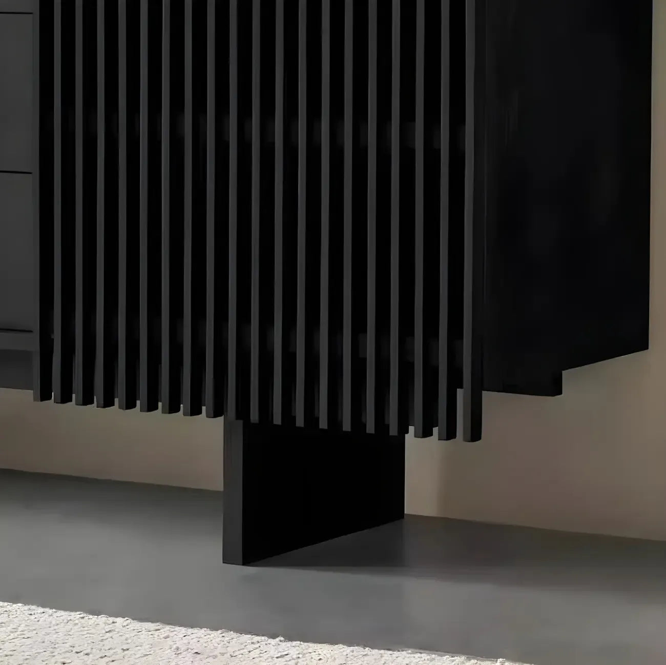 Black Wooden Buffet Table with Sliding Doors and Drawers