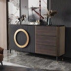 Glam Espresso Wood Buffet Table with Drawers & Cabinets