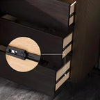 Glam Espresso Wood Buffet Table with Drawers & Cabinets