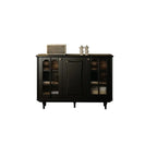 Medieval Style Black Wooden Buffet Table with Shelves