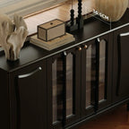 Medieval Style Black Wooden Buffet Table with Shelves