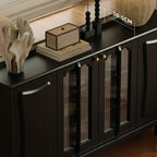 Medieval Style Black Wooden Buffet Table with Shelves