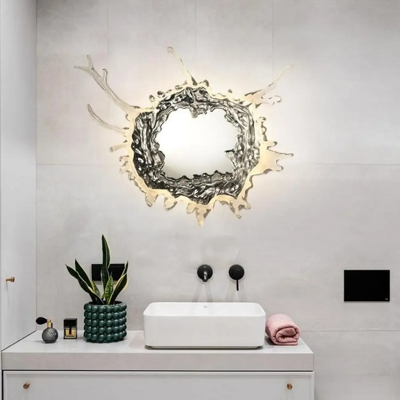 Designer Silver Resin Water Spray Wall Lamp for Home Decor