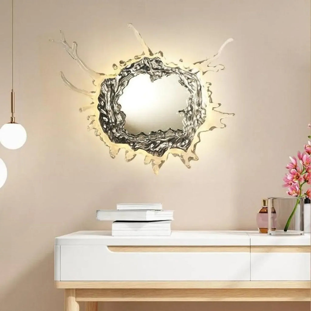 Designer Silver Resin Water Spray Wall Lamp for Home Decor